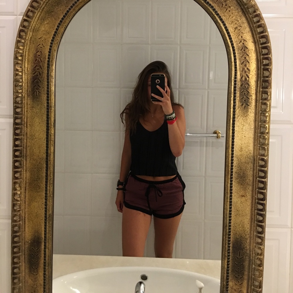 Black and maroon shorts